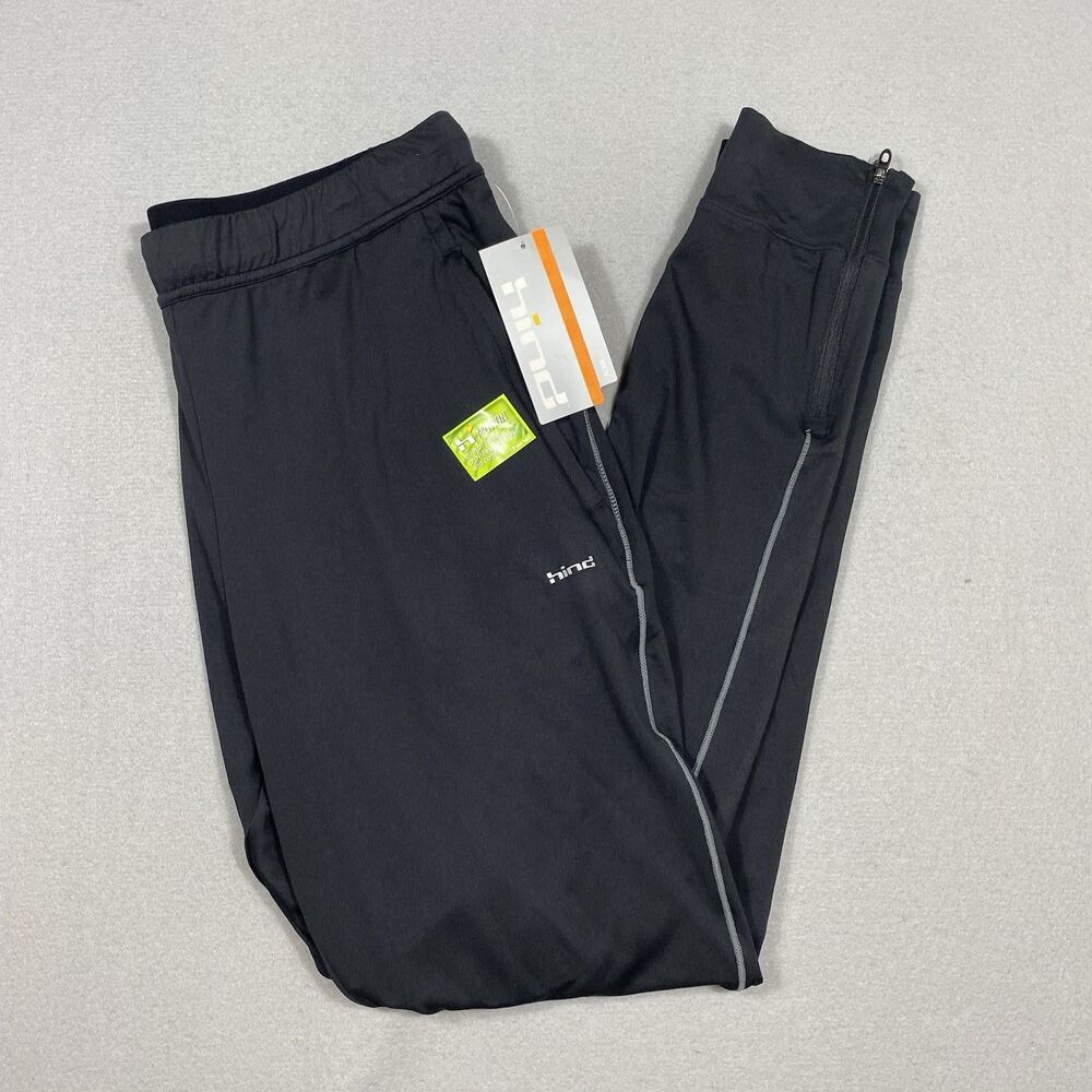 Hind Men's Medium Gym Track Pants Black Pull On Mid Rise Zip Ankle Pockets
